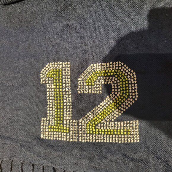 Seattle Seahawks 12th Man Navy Scarf | Bling Rhinestone Number 12 | Flaw-see pic - Picture 3 of 6
